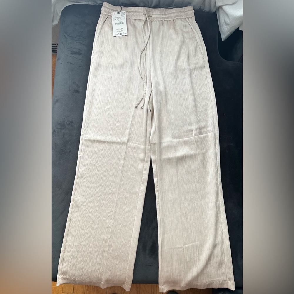 ZARA CREASED-EFFECT WIDE-LEG TROUSERS